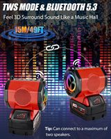 Batería QIYUN Modelo S18 de 18V para Altavoz de 30W, Compatible con Milwaukee, Inalámbrica, Pequeña, para Obras, Hogar y Fiestas, de Plástico
