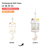 Porte-clés Chat en Cristal, Pendentif Chat de Dessin Animé, Contenant en Acrylique avec Pierre de Cristal Naturelle, Breloque Clé, Décoration Souvenir, Vente en Gros