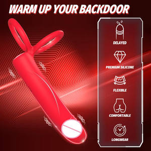 Vibrator G-spot Prostat Bergetar Ganda, Dirancang untuk Pasangan dengan <span class=keywords><strong>Stimulator</strong></span> Klitoris dan Vibrator Dildo Silikon - Product Image 4