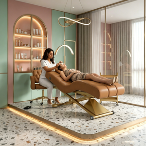 Luxury Modern Gold Salon Furniture 1 Motor Electric Facial Beauty Massage Bed Cosmetic <b>Table</b> Chair Facial Spa Lash Bed - Product Image 2