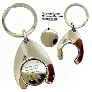 Custom Metal Printing Shopping Personalized Trolley Coin Keychain logo Wholesale - Product Image 1