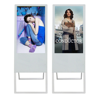 Écran LCD publicitaire extérieur de 43 pouces, affichage numérique mobile portable, kiosque d'affichage avec roues, animation