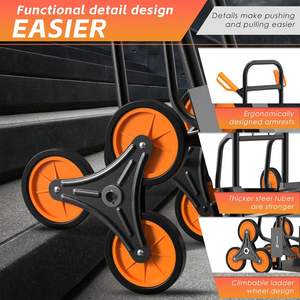 รถยกบันไดแบบใช้มือพับได้มี6ล้อท่อเหล็กหนาสำหรับบันได - Product Image 3