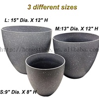 Pot Tanaman Resin Taman, Pot Bunga Plastik Outdoor Abu-abu, Pot Bulat Modern untuk Tanaman Indoor Outdoor, Dekorasi Rumah