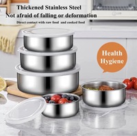 Juego de 5 Recipientes Apilables de Acero Inoxidable con Tapas de Colores para Almacenamiento de Alimentos en el Refrigerador, Venta al Por Mayor