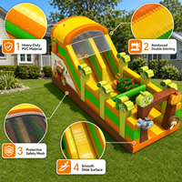 Structure gonflable commerciale à thème ferme avec toboggan et château rebondissant pour enfants, idéale pour les locations de jeux extérieurs et les fêtes
