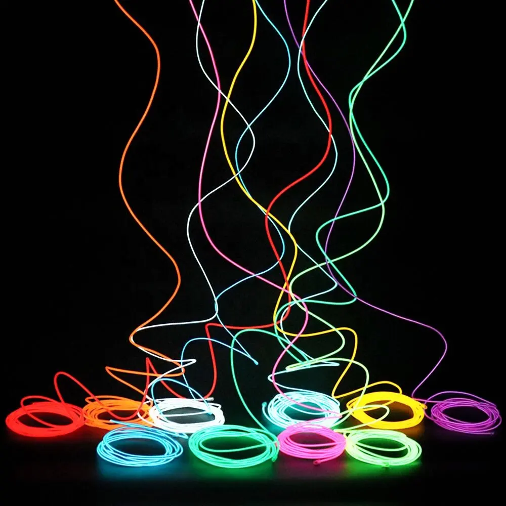 1M/2M/3M/5M/10M Linh Hoạt Neon EL Dây DIY Quần Áo Khiêu Vũ Nội Thất Bầu Không Khí Đảng Decor Ánh Sáng Rope Ống Không Thấm Nước LED Strip