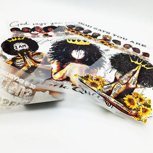 شاشة مخصصة مطبوعة نقل الحرارة التي شيرت للنساء بألوان كاملة تصاميم فتاة سوداء على مواد الحيوانات الأليفة فيلم واضح بلاستيسول - Product Image 1