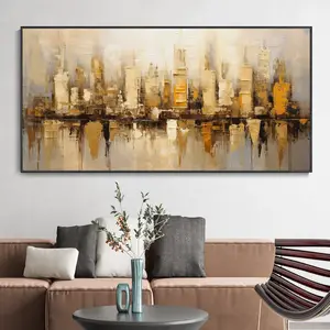 100% Hand Painted Fashion Abstract Urban Architecture Industrial Modern Landscape City Urban Oil Painting