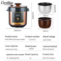 Olla a Presión Multifuncional de Acero Inoxidable, Electrodoméstico Inteligente para el Hogar, Olla a Presión Eléctrica de 6L con Freidora de Aire y Arrocera
