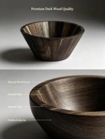 Bol en bois d'acacia massif avec motif de grain naturel pour salade, fruits, céréales, petit-déjeuner