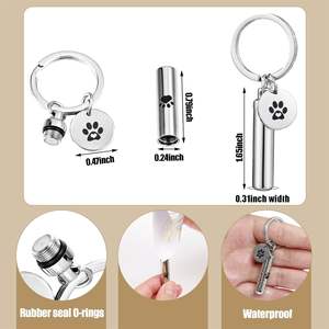 Porte-clés commémoratif empreinte de patte, pendentif urne pour cendres de chien, <span class=keywords><strong>chiot</strong></span>, chat, chaton, en acier inoxydable, support de crémation souvenir - Product Image 3