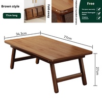 Table basse pliante moderne en bois massif pour l'extérieur, table à thé, tatami, baie vitrée, banc rectangulaire bas pour balcon