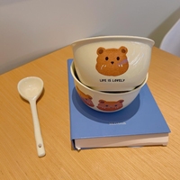Jolie petite vaisselle en céramique écologique en forme d'ours pour le petit-déjeuner, les céréales, les salades de fruits, idéale pour les étudiants en résidence universitaire et l'usage domestique.