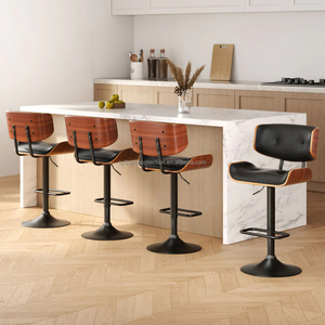 Elegante Taburete Giratorio de Cocina, Silla de <span class=keywords><strong>Bar</strong></span> Ajustable con Base Ancha y Asiento de PU para Hogar, <span class=keywords><strong>Bar</strong></span> y Restaurante, Diseño de Base de 45 cm - Product Image 6