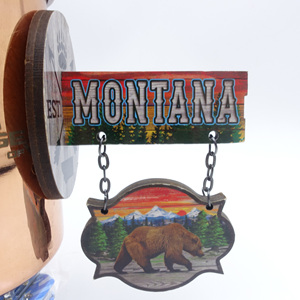 America Montana New York Bear in legno componenti per ciondoli magnetici con logo personalizzato personalizzato produttore di magneti da frigorifero - Product Image 3