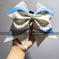 Grand nœud de cheerleading scintillant de 7 pouces, personnalisé, sublimé, pour la sensibilisation, nœud de cheveux pour filles, porte-écharpe