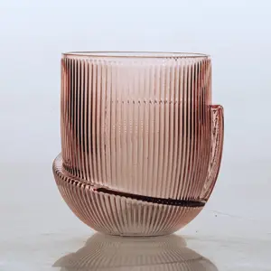 Vas bunga kaca dekorasi rumah merah muda buatan tangan seni desain unik populer