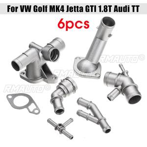 ชุดอัพเกรดหน้าแปลนน้ำหล่อเย็นอะลูมิเนียมสำหรับรถยนต์ 6 ชิ้น สำหรับ VW Golf MK4 สำหรับ Jetta GTI 1.8T ปี 2000-2005 สำหรับ Audi TT ปี 2000-2002 06A121133J - Product Image 1