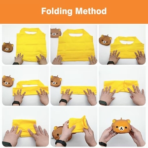 Bedruckte Einkaufstasche mit Cartoon-Muster, langem Henkel, Strandtasche aus Polyester mit Faltmechanismus - Product Image 4