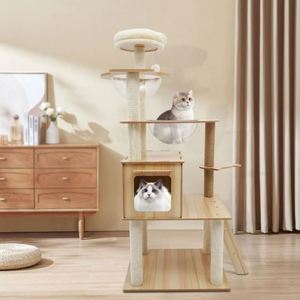 Luxury 5-Tier Large Wood Cat Climbing <b>Frame</b> with <b>Swing</b> Ball One-Piece Design <b>for</b> Indoor Cats of All Ages <b>for</b> Christmas - Product Image 5