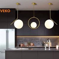 Lustre en verre E27 Socket Modern Bedroom Pendant Lighting Living Room Lustre