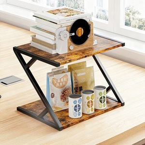 Double Layer Wooden Iron Storage Rack 2 Tier <b>Desk</b> Organizer For <b>Printer</b> Projector And Miscellaneous Items - Product Image 2