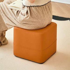 Taburete y otomana cuadrados para el hogar, reposapiés con cojín suave para sala de estar y dormitorio, con cubierta de cuero grueso, opciones multicolor - Product Image 2