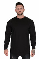 T-shirt de sport à manches longues et col rond en coton et Spandex pour homme