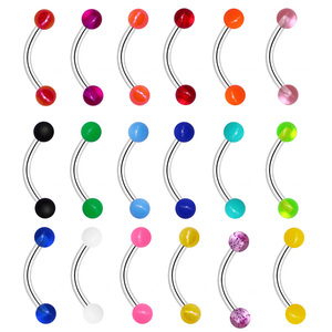 Getta Acero inoxidable Ojos <span class=keywords><strong>de</strong></span> <span class=keywords><strong>serpiente</strong></span> <span class=keywords><strong>Piercing</strong></span> Extremo <span class=keywords><strong>de</strong></span> la bola Curvo Barbell Puente ERL Lengua Anillo Acero Color Listo Envío Certificado ASTM - Product Image 2