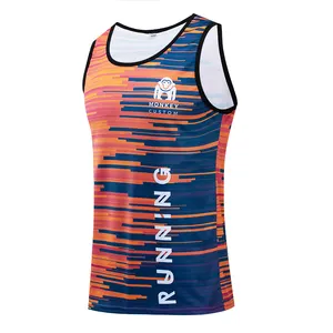 Custom your own design 100% polyester cool sublimated running vest gym singlet men