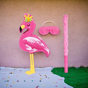 Pafu Personnaliser Hawaiian FiestaTropical Enfants Fête D'anniversaire Rose Flamingo <span class=keywords><strong>Pinata</strong></span> avec Bandeau Bâton Suspendu Flamingo <span class=keywords><strong>Pinata</strong></span> Ensemble - Product Image 3