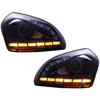 Pour Hyundai Tucson 2006-2012 : Ensemble de phares avant avec lentille de projecteur Bi-LED, clignotants séquentiels et feux de jour LED (DRL)