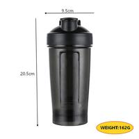 Bouteille de shaker à protéines en PC transparent de 500 ml avec logo personnalisé, vente en gros d'usine, bouteille d'eau de sport avec échelle de volume