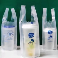 Sacs en plastique transparents pour emporter, vente en gros, pour thé au lait, café, emballage en plastique