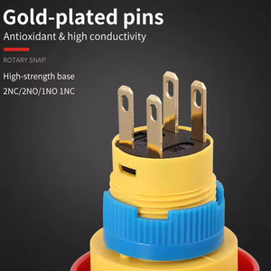 Interrupteur à bouton-poussoir en plastique HBAN 16 mm 5A 250V 1NO1NC à verrouillage pour l'<span class=keywords><strong>automobile</strong></span>, la marine, les équipements médicaux et les appareils ménagers - Product Image 2