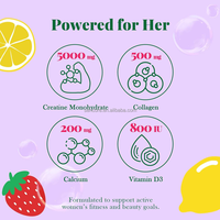 Complément alimentaire pour femmes, 120 gommes de créatine monohydrate 5000 mg, saveur fraise-citron, avec collagène, vitamine D3, fer et calcium