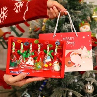 Factory Direct OEM Christmas Candy Lollipop Box-Hard Sweet Coated Fruity Gummy Candy Canes with Sugar Snack