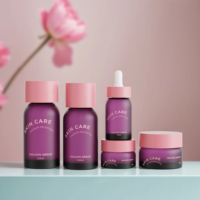 Ensemble de flacons de luxe pour soins de la peau en verre mat de conception haut de gamme, flacons pompe pour toner et sérum pour cosmétiques