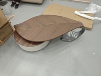 Table moderne Oki ACT en placage de noyer avec plateau en pierre, durable, luxe léger, noir et blanc, pour salon, mobilier de maison, nouveau design