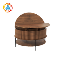 Table basse contemporaine marron avec plateau relevable, table de cocktail avec rangement, pieds en acier robustes, facile à nettoyer, design sûr pour salon et bureau