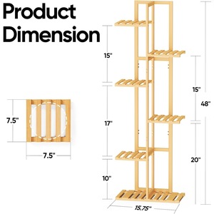 Soporte de Bambú de Seis Niveles para Flores, Color Madera Natural, Estante de Almacenamiento para Plantas de Interior y Exterior, Forma Rectangular - Product Image 4