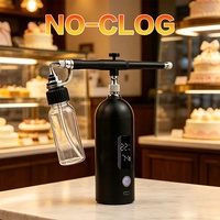 Aérographe à piston à gravité Master No-Clean anti-colmatage pour la décoration de gâteaux et l'art culinaire, avec pression constante, moniteur LED, sans fil et portable