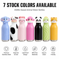 Bouteille isotherme sous vide en acier inoxydable 316 avec paille, motif tête d'animal et logo personnalisé, 450 ml