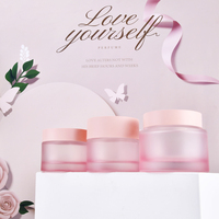 Flacon compte-gouttes en verre rose pour sérum visage et huile capillaire de 20 ml, 30 ml, 50 ml, 100 ml et pot en verre de 30 g, 50 g pour ensemble cosmétique