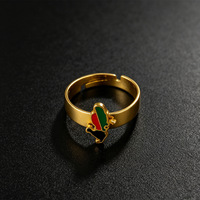 Bague ouverte vintage tendance en acier inoxydable, style rétro français, avec motifs de l'île de la Réunion, de la Guadeloupe, de la Guyane et de la Martinique