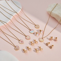 Cadeau d'anniversaire pour bébé, bijoux pour petite fille, collier et boucles d'oreilles en forme de cœur, acier inoxydable, bijoux hypoallergéniques pour petite fille