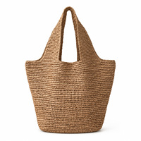 Sac fourre-tout décontracté de luxe pour femme, en paille tressée et polyester, avec fermeture éclair, style européen-américain, bandoulière