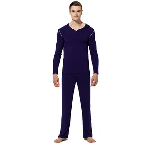 Пижамный комплект мужской из модала, дизайнерская одежда для сна, Топ с длинным рукавом и брюки