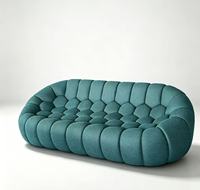 AP-89 Ensemble de canapés d'appartement et fauteuil de salon en tissu maillé, design moderne inspiré d'Allen, rembourré en éponge, forme nuage, doux et confortable